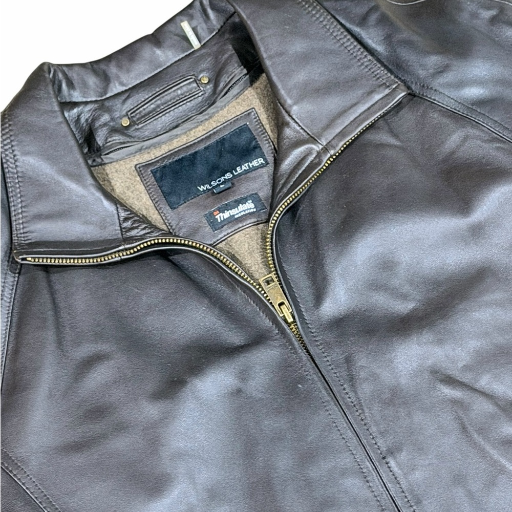 Wilsons Leather Men's Brown Zip-Front Leather Jacket